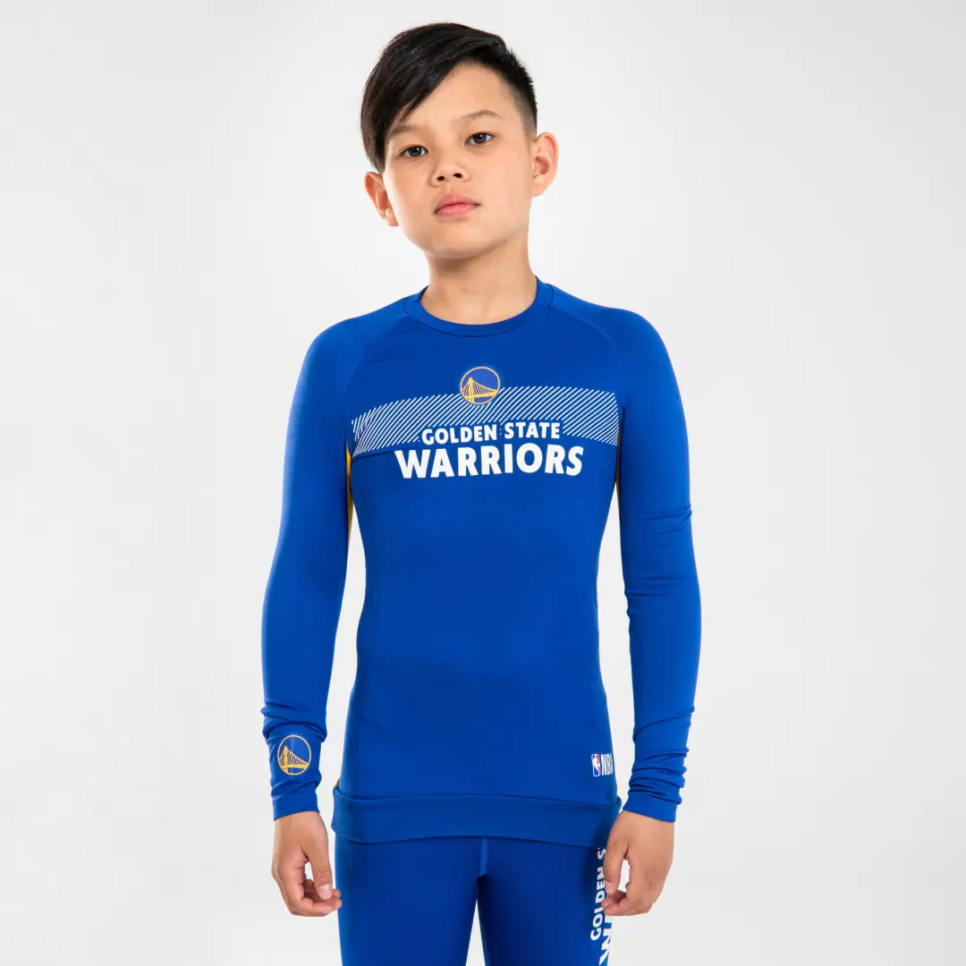  Bluză termică Baschet UT500 NBA Golden State Warriors Albastru Copii 