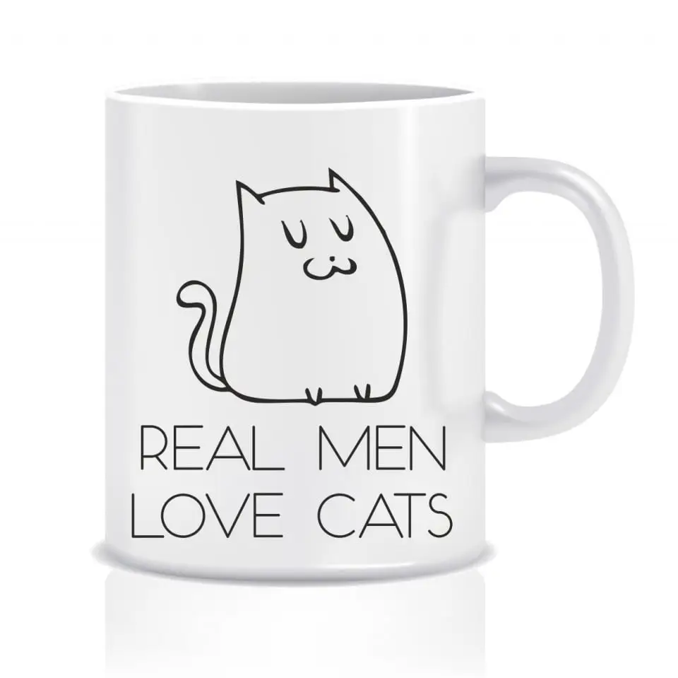  Cana personalizata - Real men, love cats! - Auriu 