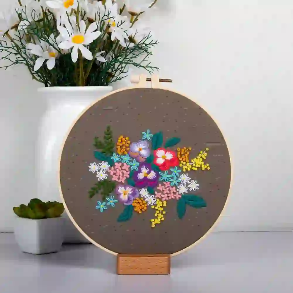  Kit Broderie DIY, Vis de flori colorate 