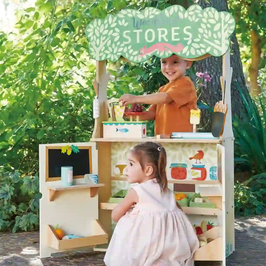  Magazin si teatru de marionete pentru copii, stand din lemn premium 