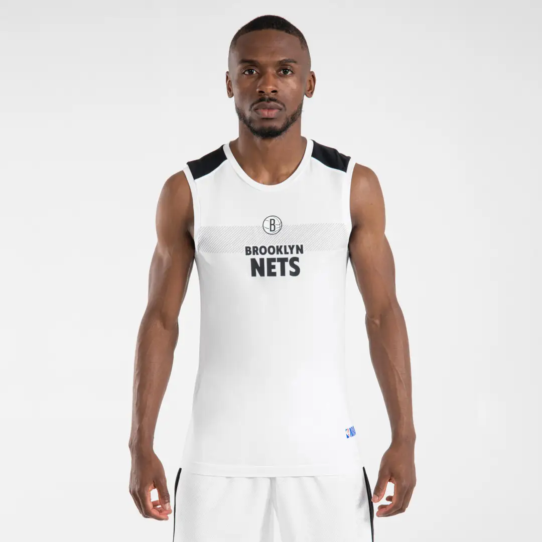  Maiou termic Baschet UT500 NBA Brooklyn Nets Alb Adulți 