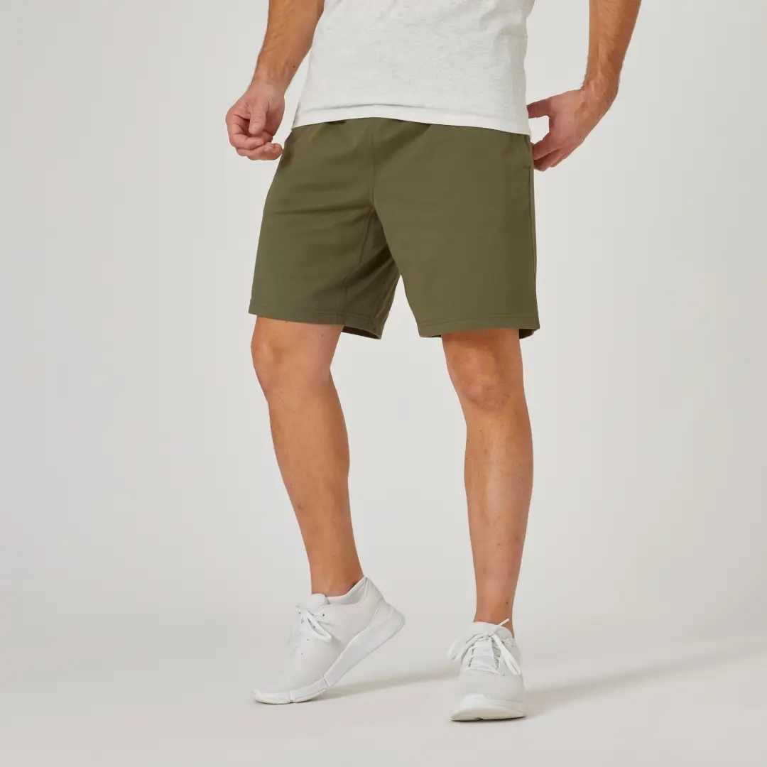  Pantalon scurt 500 Fitness Essentials Kaki Bărbaţi 