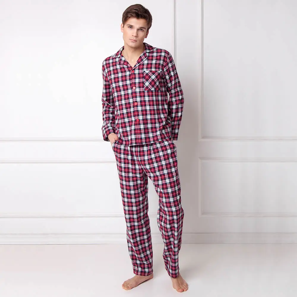  Pijamale barbati Hollis 2 piese, pantaloni lungi, 100% bumbac 