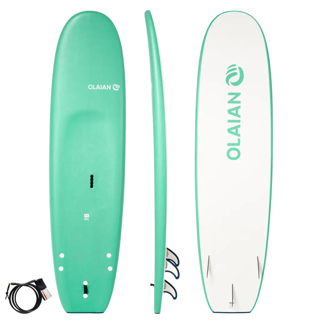  Placă surfboard 100 7'5" + leash și 3 înotătoare 