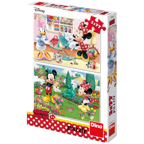  Puzzle Dino Noile Aventuri ale lui Minnie Mouse 2 x 77 Piese 