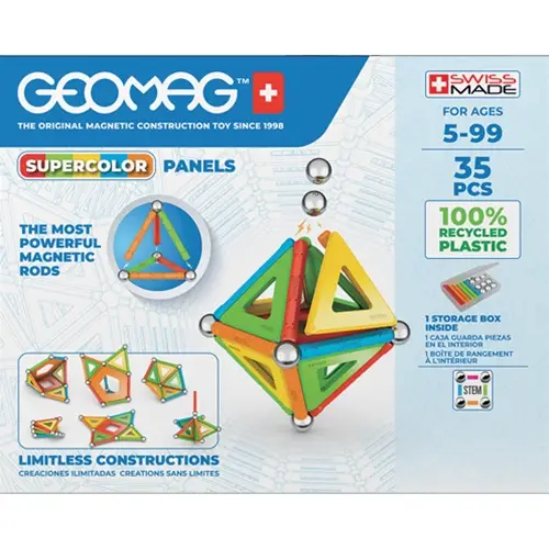  Set de Constructie Geomag Magnetic Supercolor Panels Recycled 35 piese 