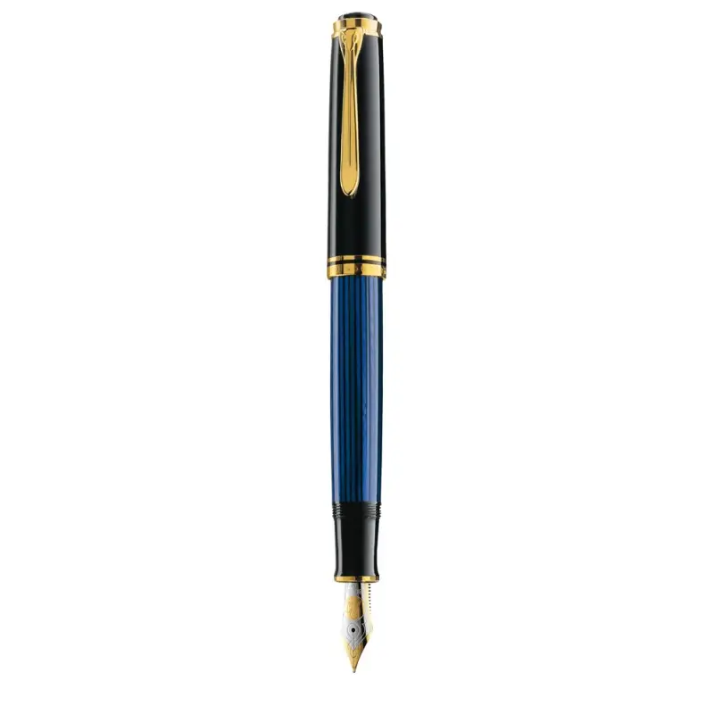  Stilou Souveran M800 M Penita Aur 18k,accesorii Placate Cu Aur,corp Negru-albastru 