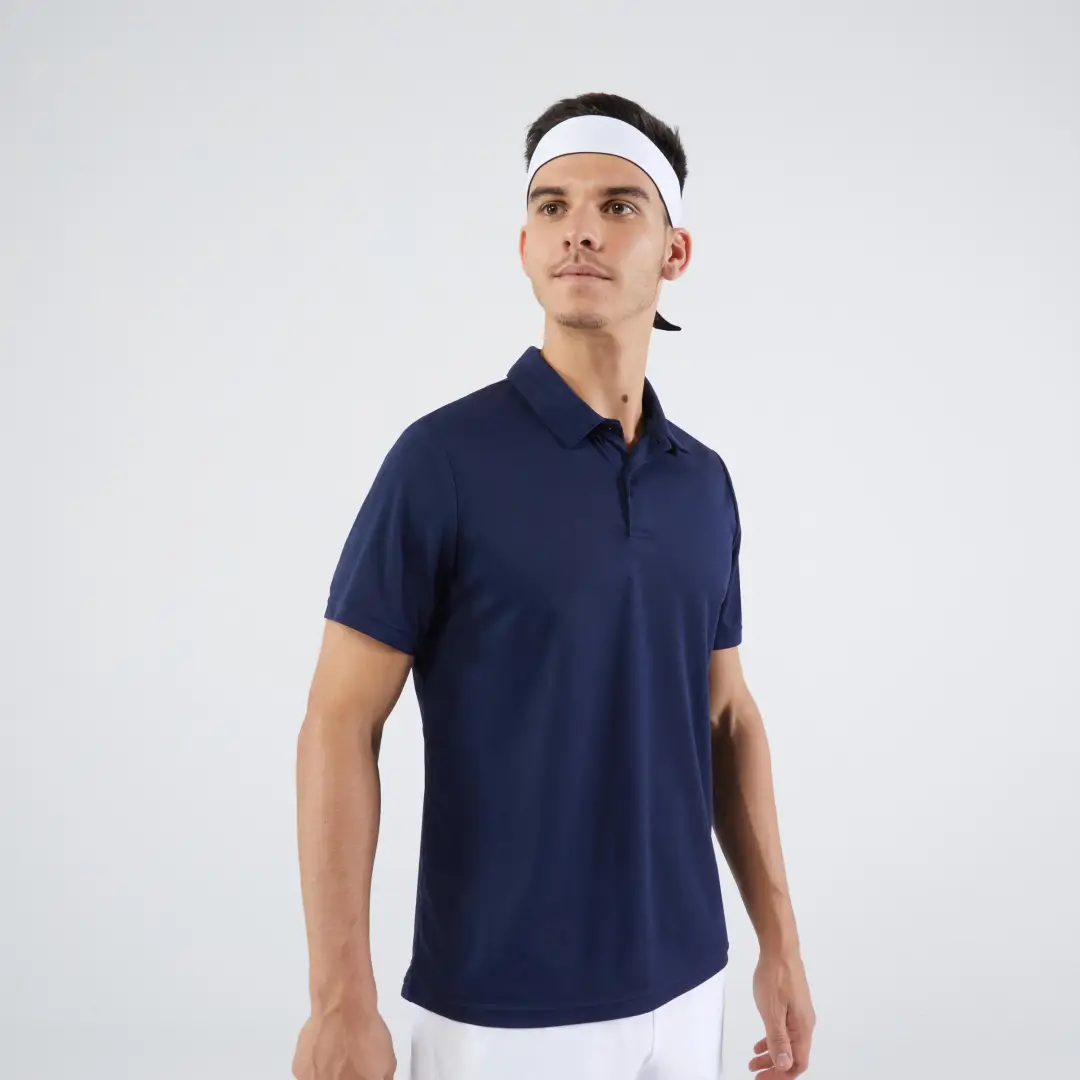  Tricou Polo Tenis Essential 100 Bleumarin Bărbați 